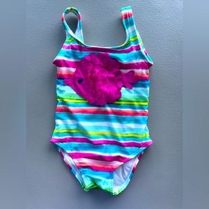 Gymboree Girls Bathing Suit / Swim Suit with Sparkle Fish size 18-24 mos